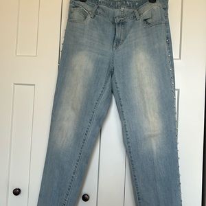 Jennifer Lopez rhinestone and pearl jeans.